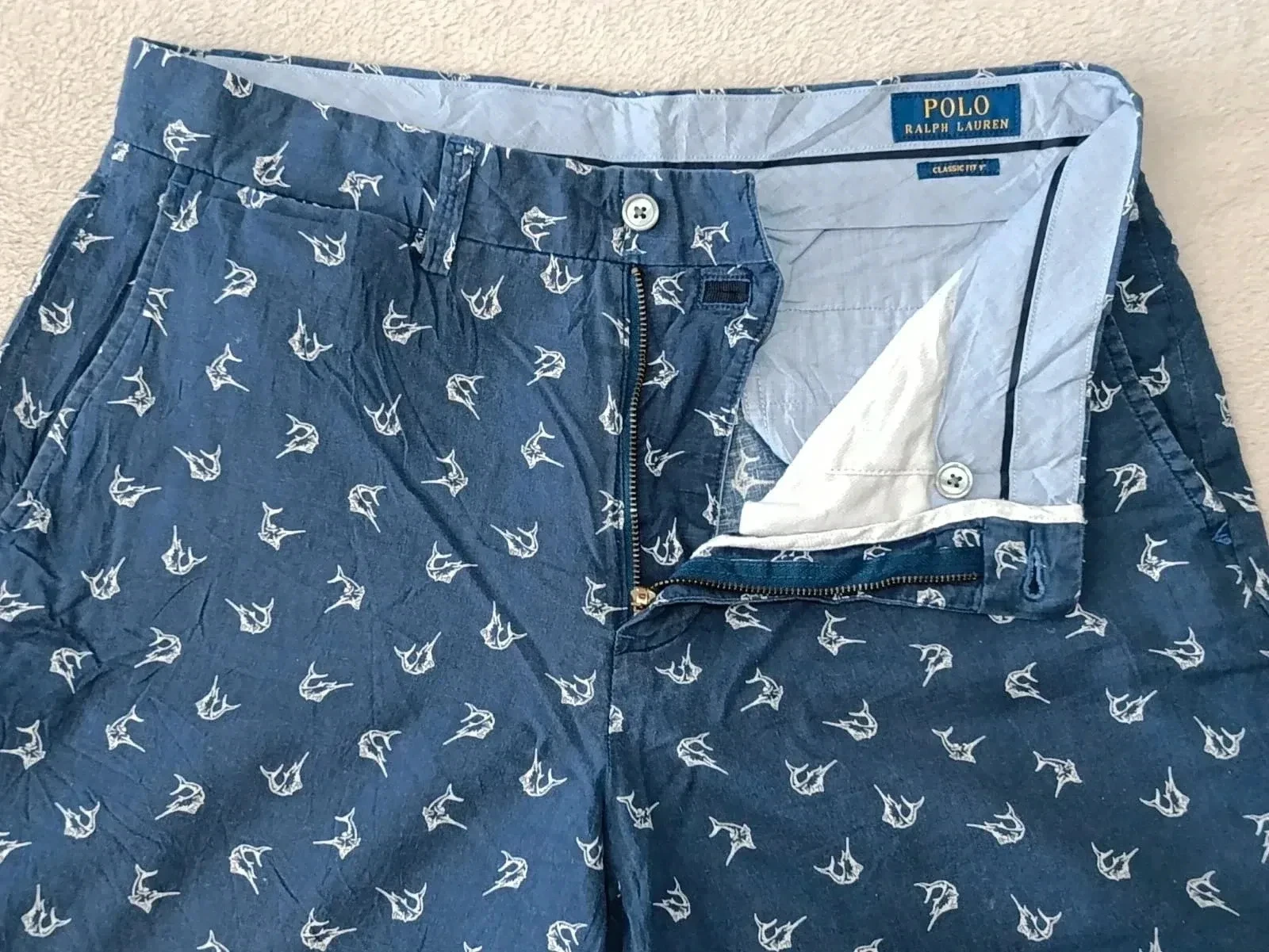 Short Polo Ralph Lauren azul Tamanho 32 ajuste clássico 9" Linho Algodão – photo 3